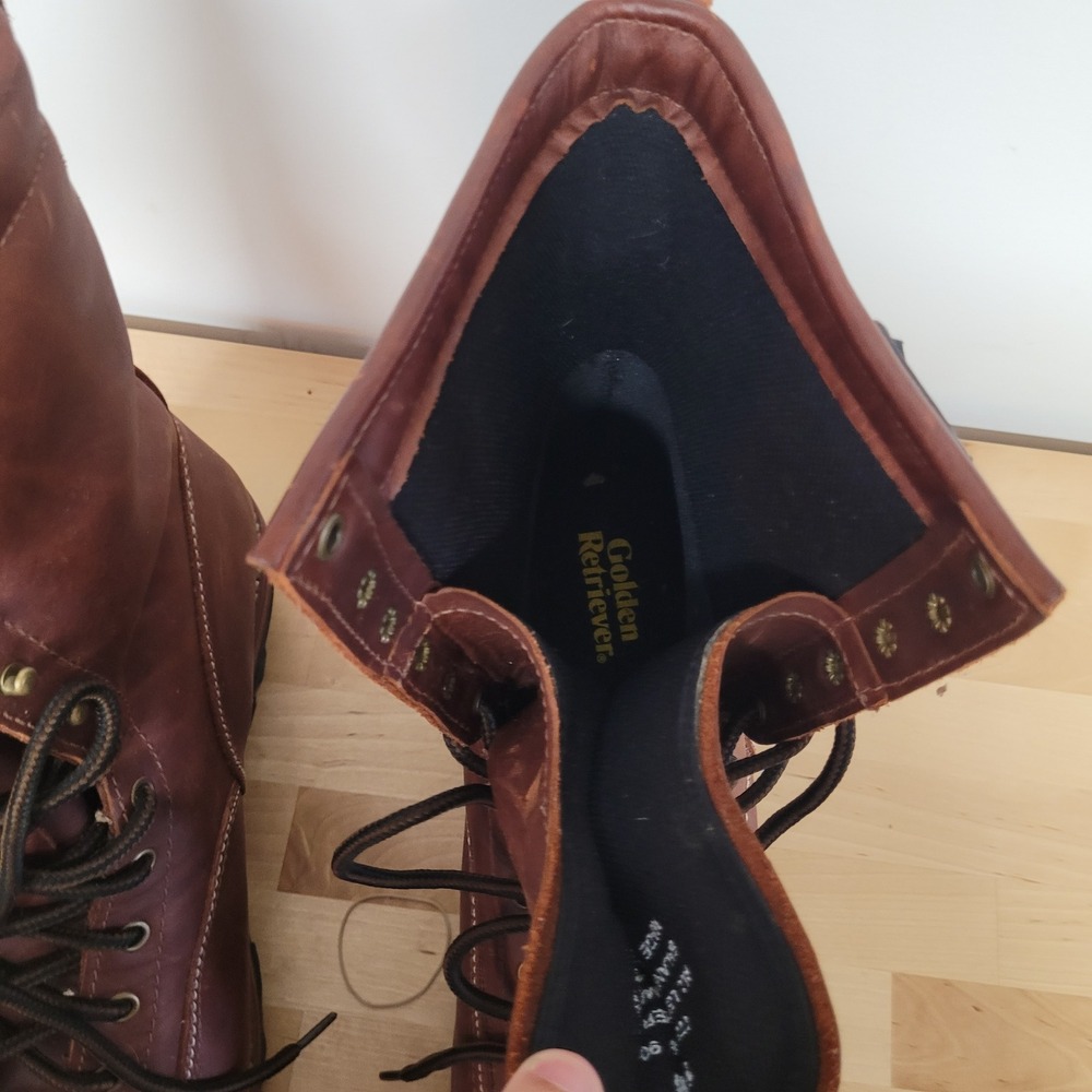 Golden Retriever Work Boots Men 14W Brown Leather Sympatex Vibram Gorpcore 9010 - Picture 8 of 12